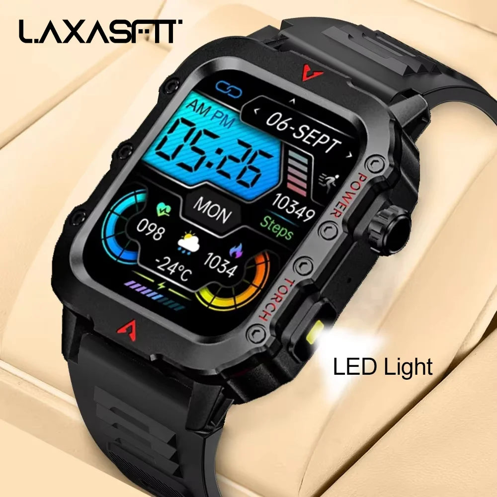 New Outdoor Military Smartwatch Bluetooth Talking Smartwatch 1.73 Inch LED Sports Fitness Watch