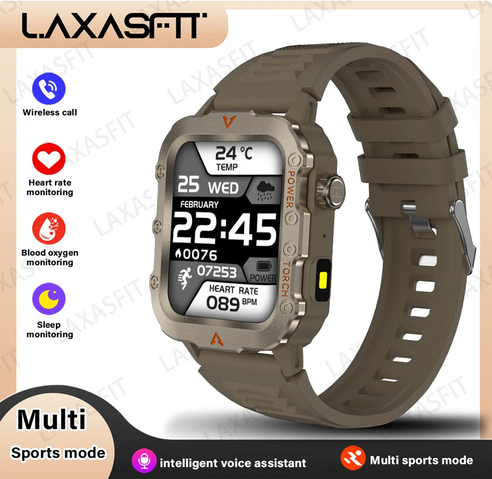New Outdoor Military Smartwatch Bluetooth Talking Smartwatch 1.73 Inch LED Sports Fitness Watch